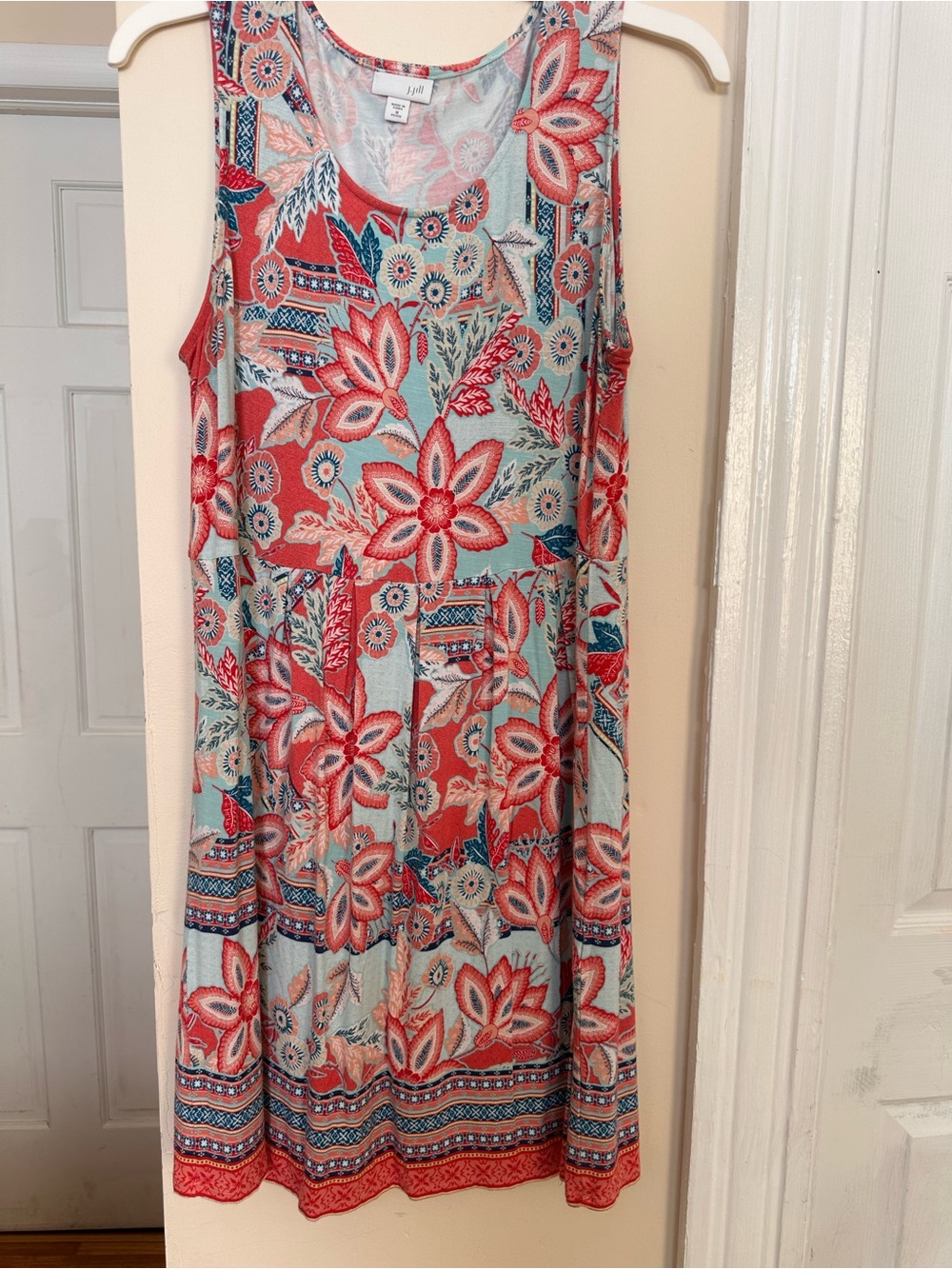 J.Jill Petite Medium Floral Sleeveless Midi Maxi Dress Rayon Spandex Boho